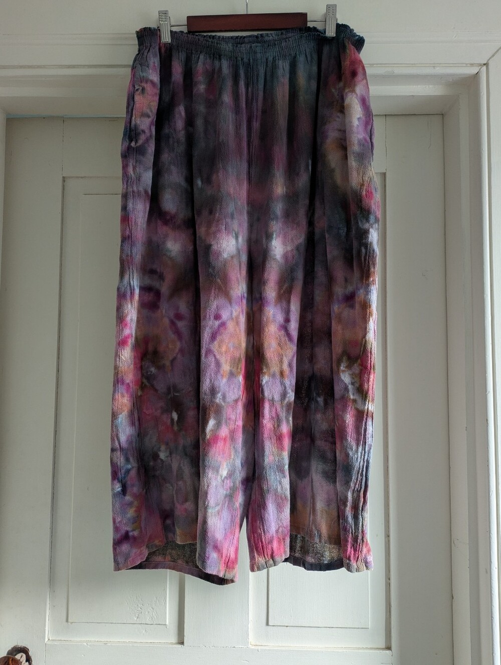 Oh My Gauze 100% Cotton Watercolor Cropped Pants- 15" Waist L/XL